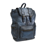 Leather Backpack Travel Laptop Office Bag - Vintage Blue